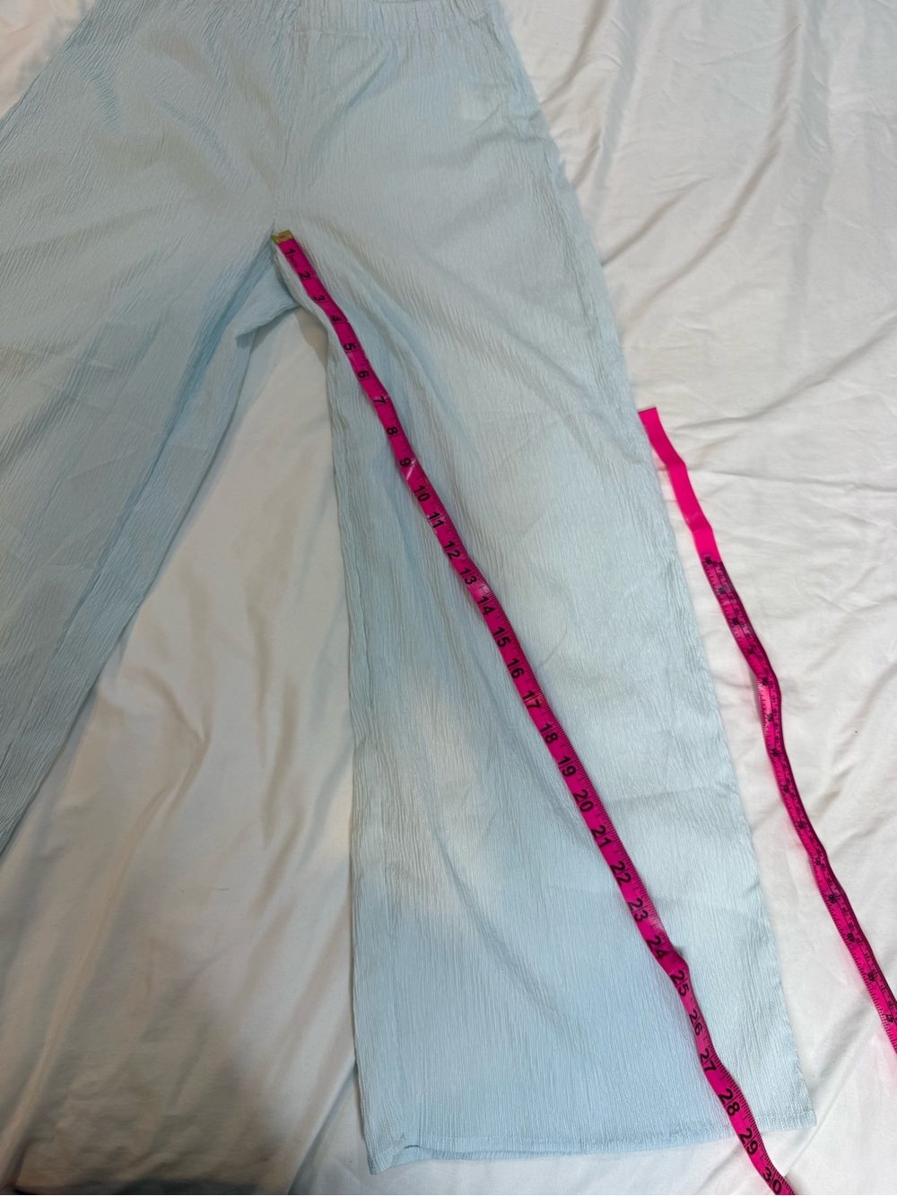 Oak + Fort Light Blue Crinkle Wide Leg Pants Semi Sheer - Picture 9 of 12